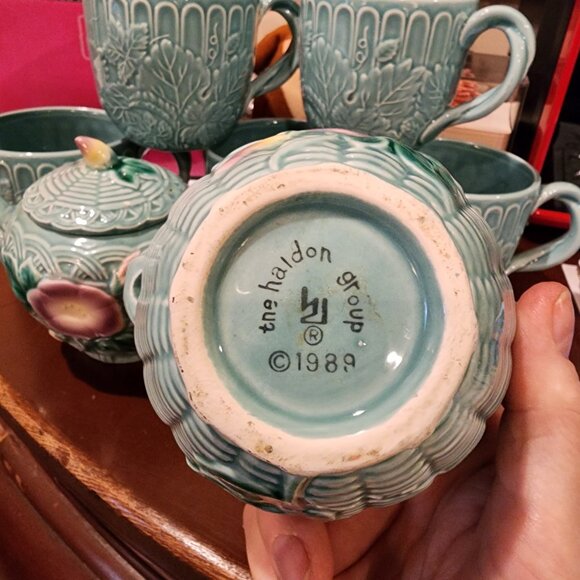 Vintage 1989 Haldon Group Basketweave Floral Tea Set – Service for 5 - Picture 10 of 10